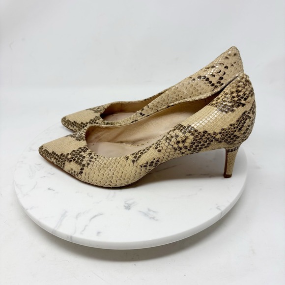 Louise et Cie Shoes - Louise et Cie Jordyna Snake Print Leather Pointed Toe Kitten Heels Shoes Size 8M